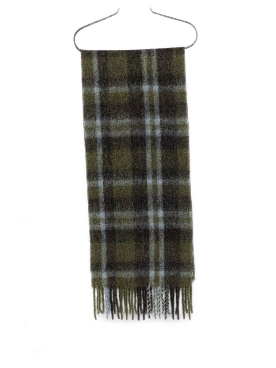 Closed Check Alpaca-Wool Blend Scarf — Green