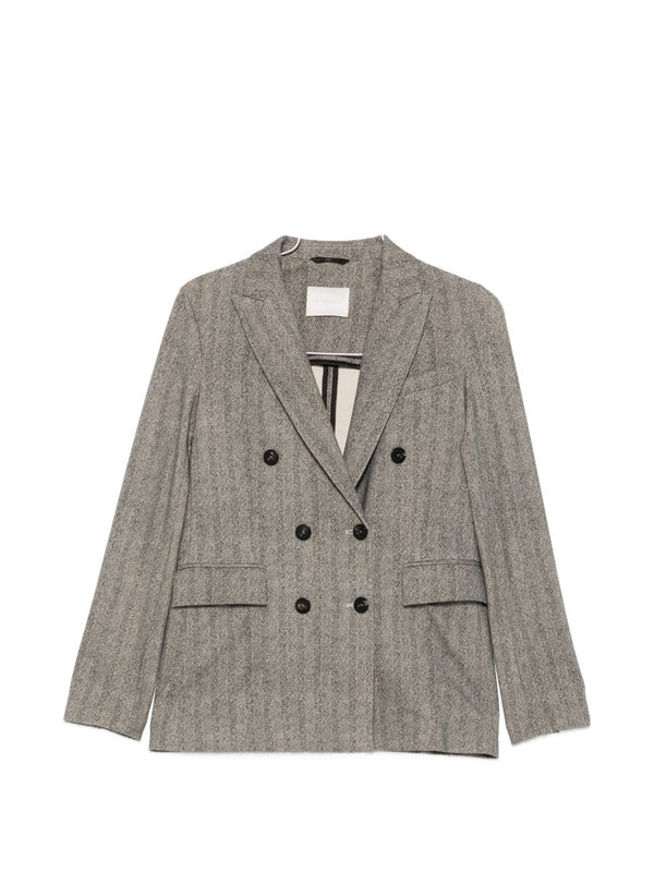 Circolo 1901 Herringbone Cotton Double-Breasted Blazer — grey