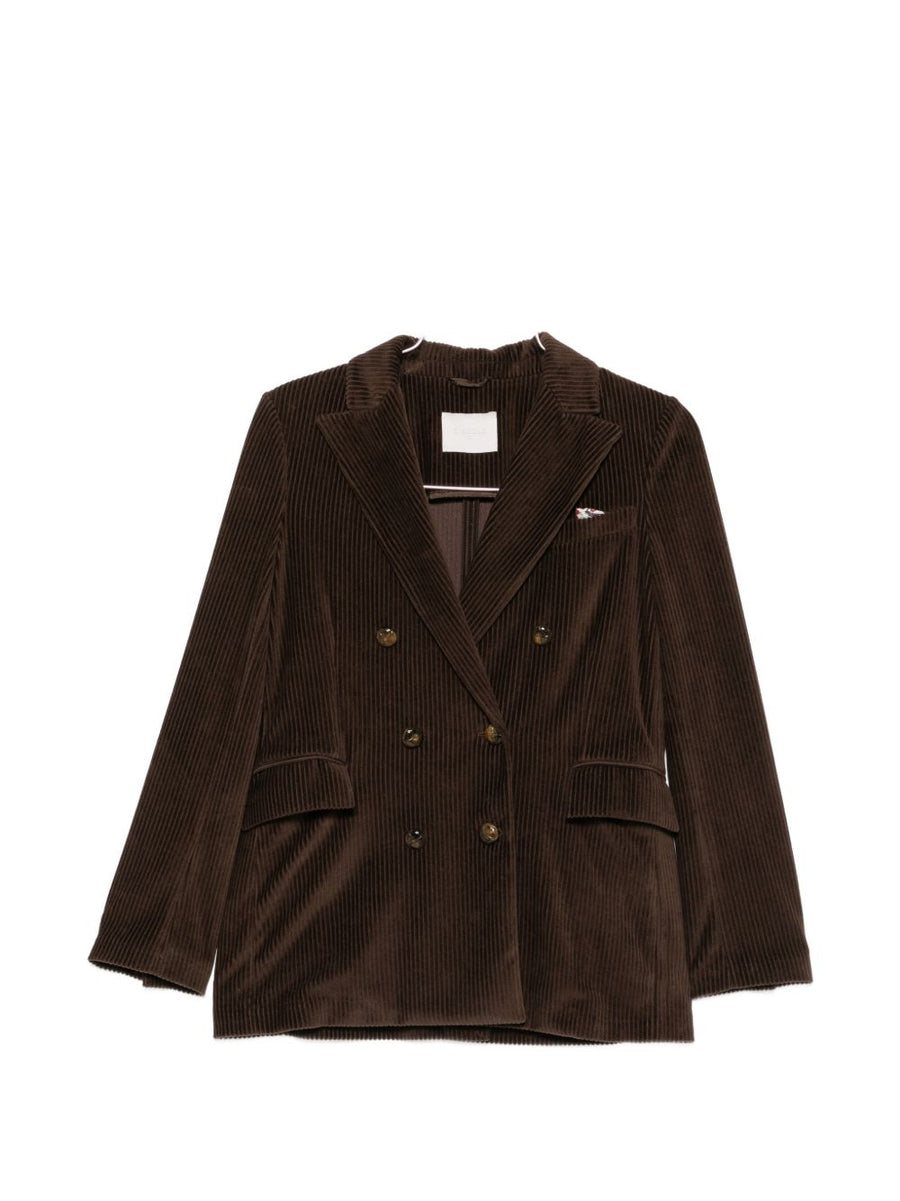 Circolo 1901 Double-Breasted Corduroy Blazer — Brown