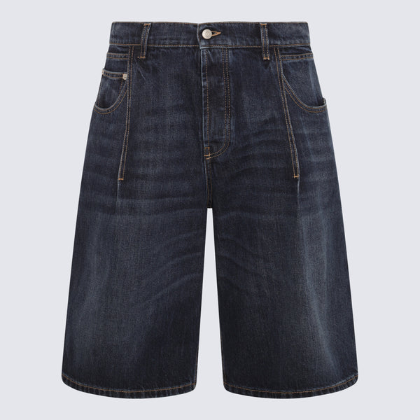 Alexander McQueen 100% Cotton denim shorts in navy