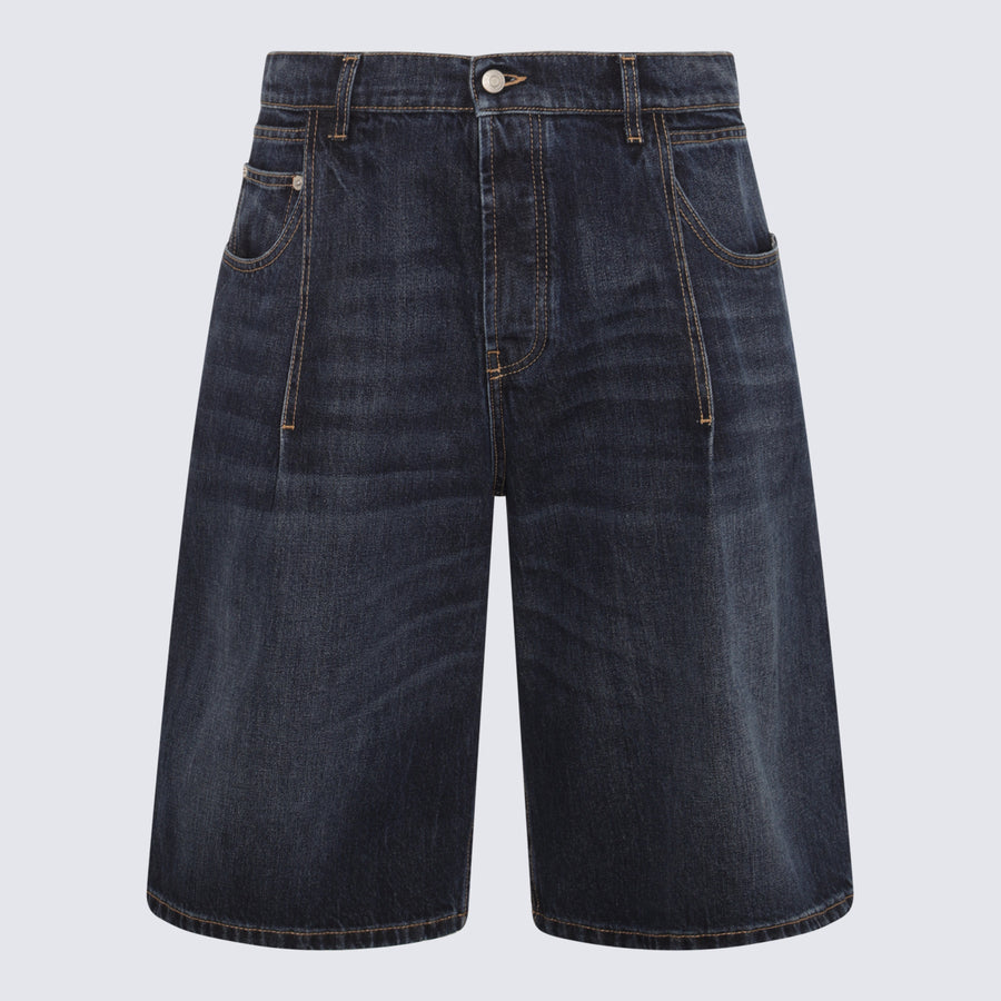 Alexander McQueen 100% Cotton denim shorts in navy