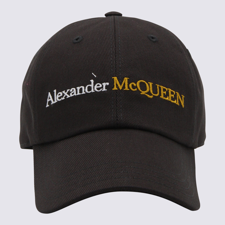 Alexander McQueen 782062 100% Cotton baseball cap in black