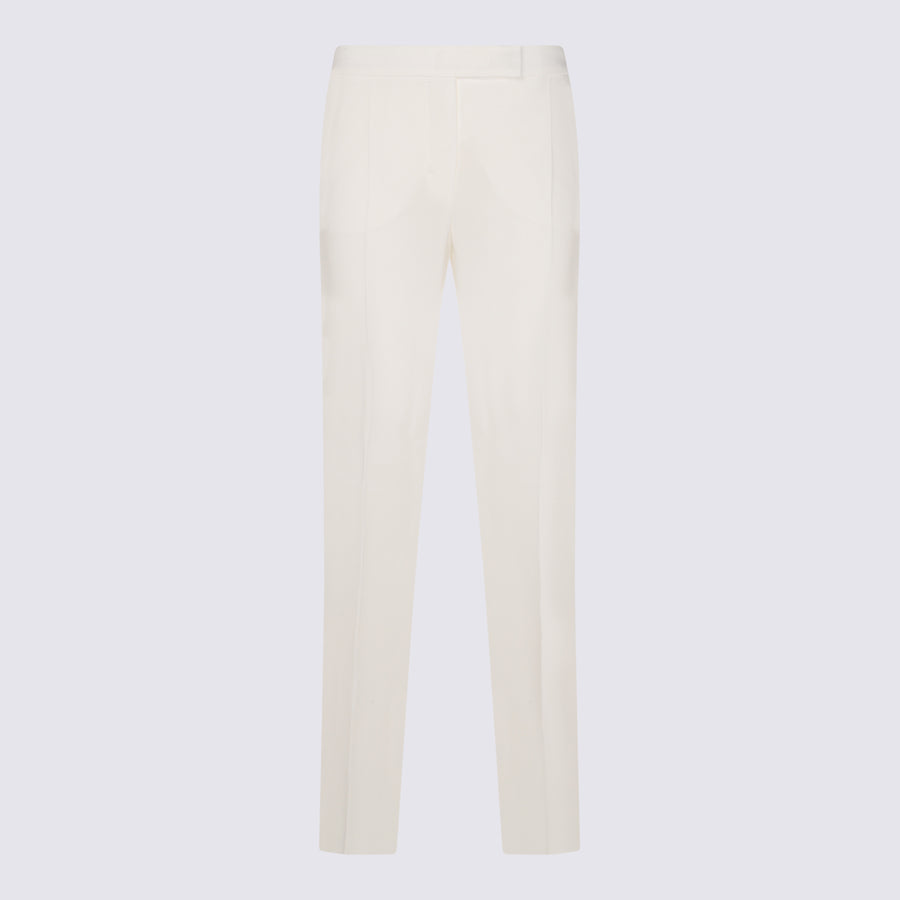 Max Mara 64% cotton trousers in white