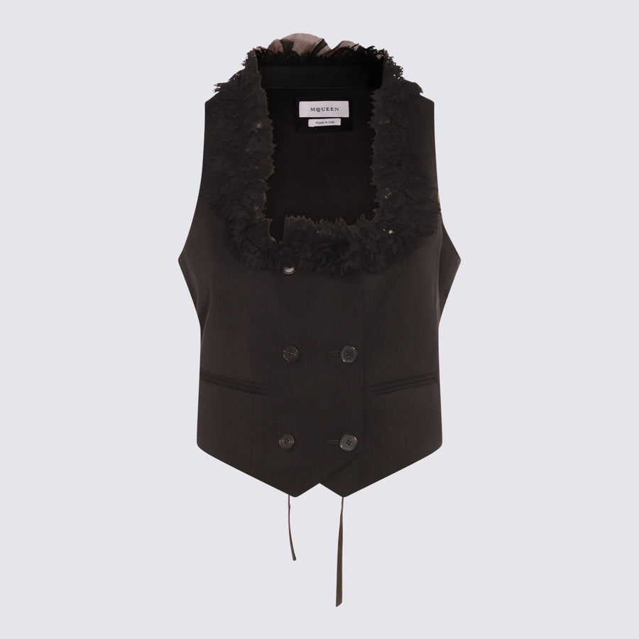 Alexander McQueen 100% Wool vest in black