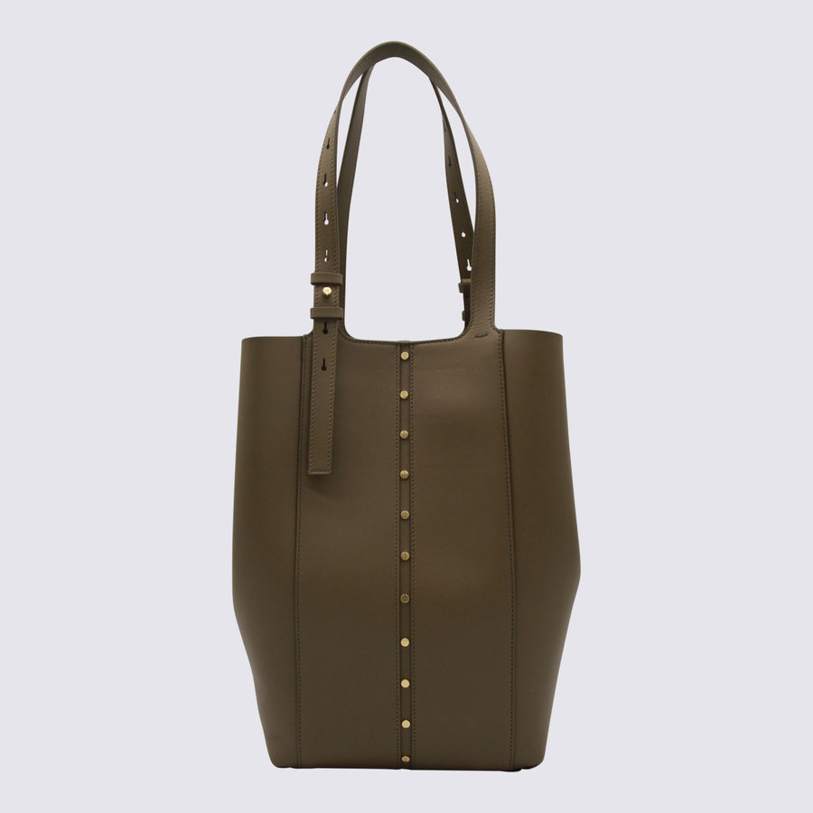 Golden Goose Leather tote bag in khaki