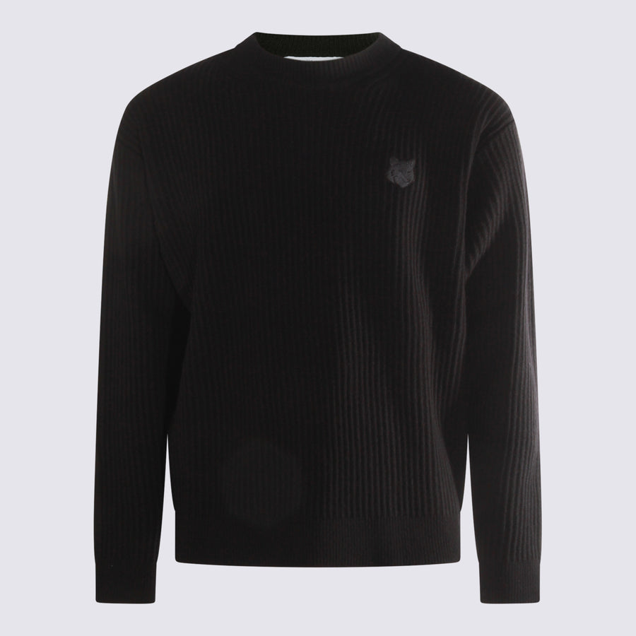 Maison Kitsune' 100% Wool sweater in black