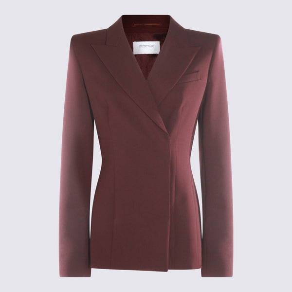 Sportmax 95% Virgin Wool blazer in burgundy