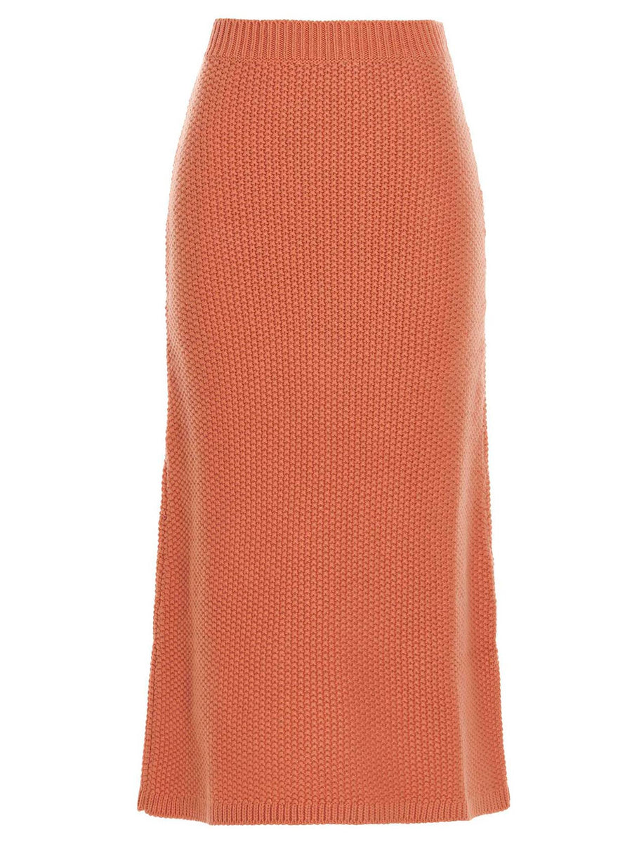 Chloé Cashmere Knit Skirt — Rust