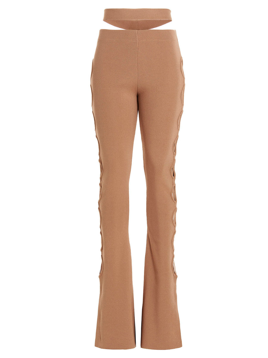 AndreĀdamo Cut-Out Laced Trousers — Tan
