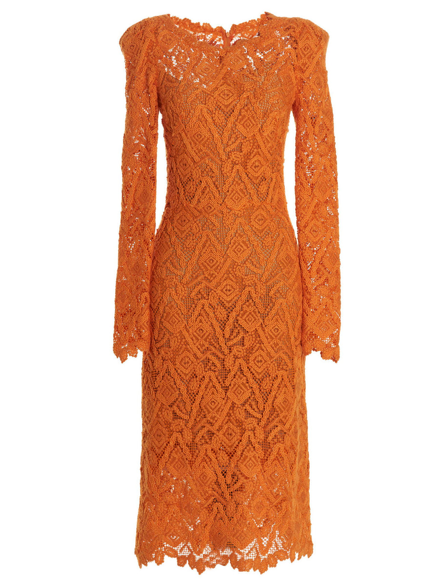 Ermanno Scervino Macramé Lace Dress — Orange