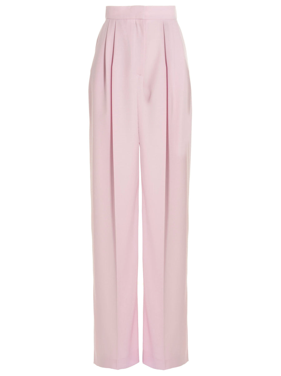 Alexander McQueen Front Pleat Wool Trousers — Pink