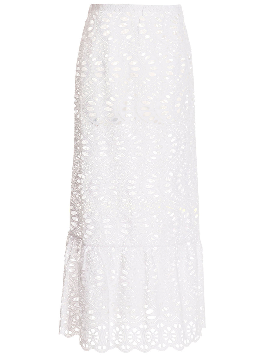 Giambattista Valli Macramé Cotton Skirt — White