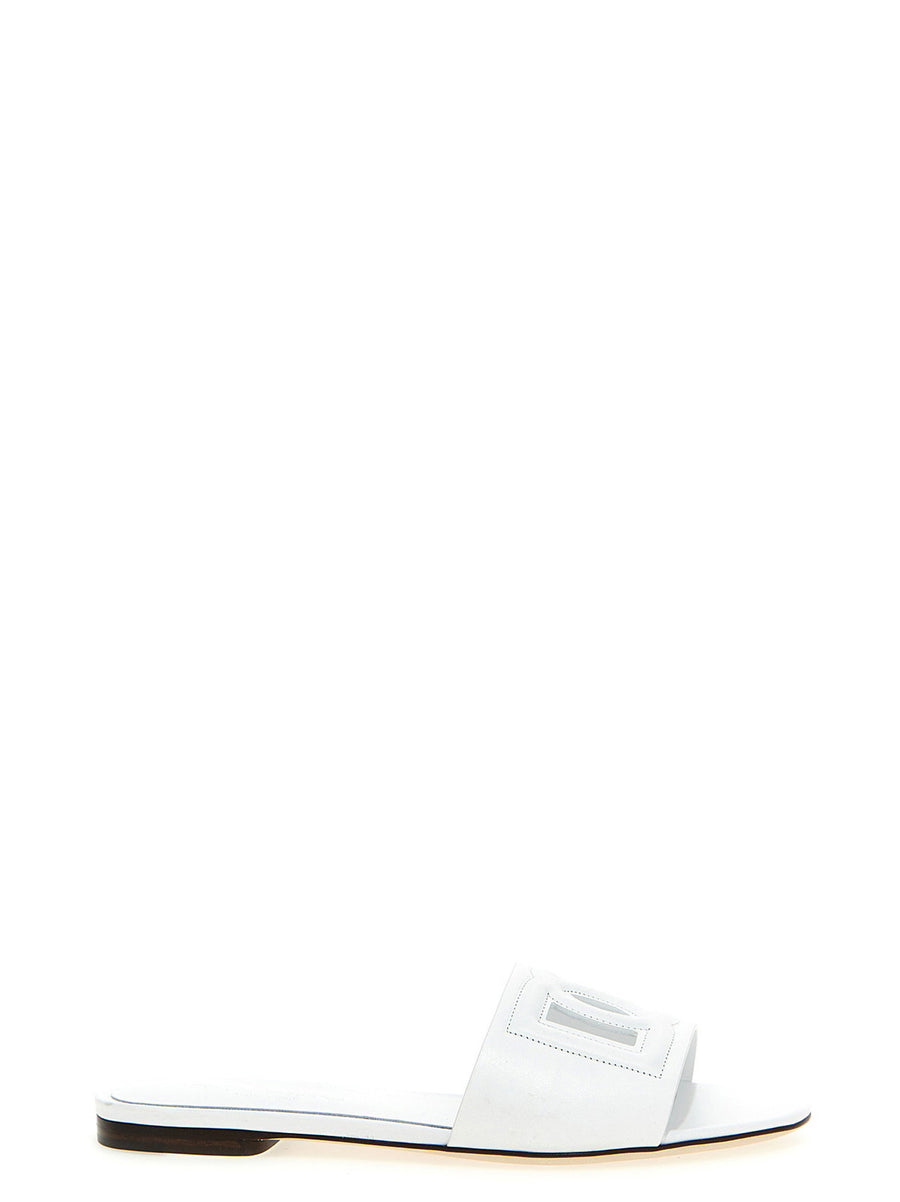 Dolce & Gabbana Calfskin leather slide in white
