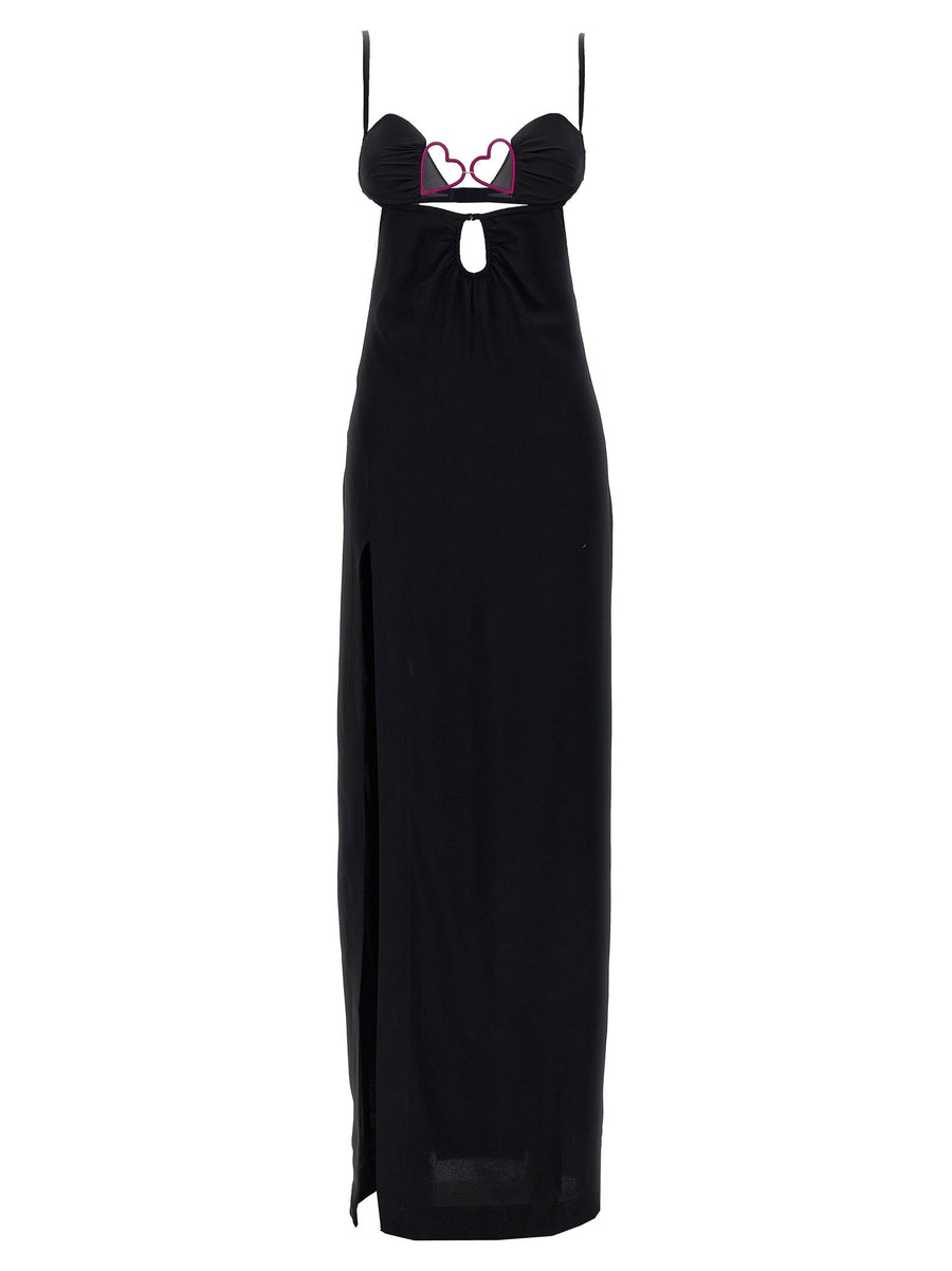 Nensi Dojaka Heart Bra Stretch Viscose Dress — Black