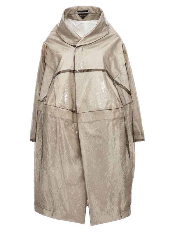 معطف ترنش من البولي يوريثان بارز الملمس Comme Des Garcons معطف — بيج