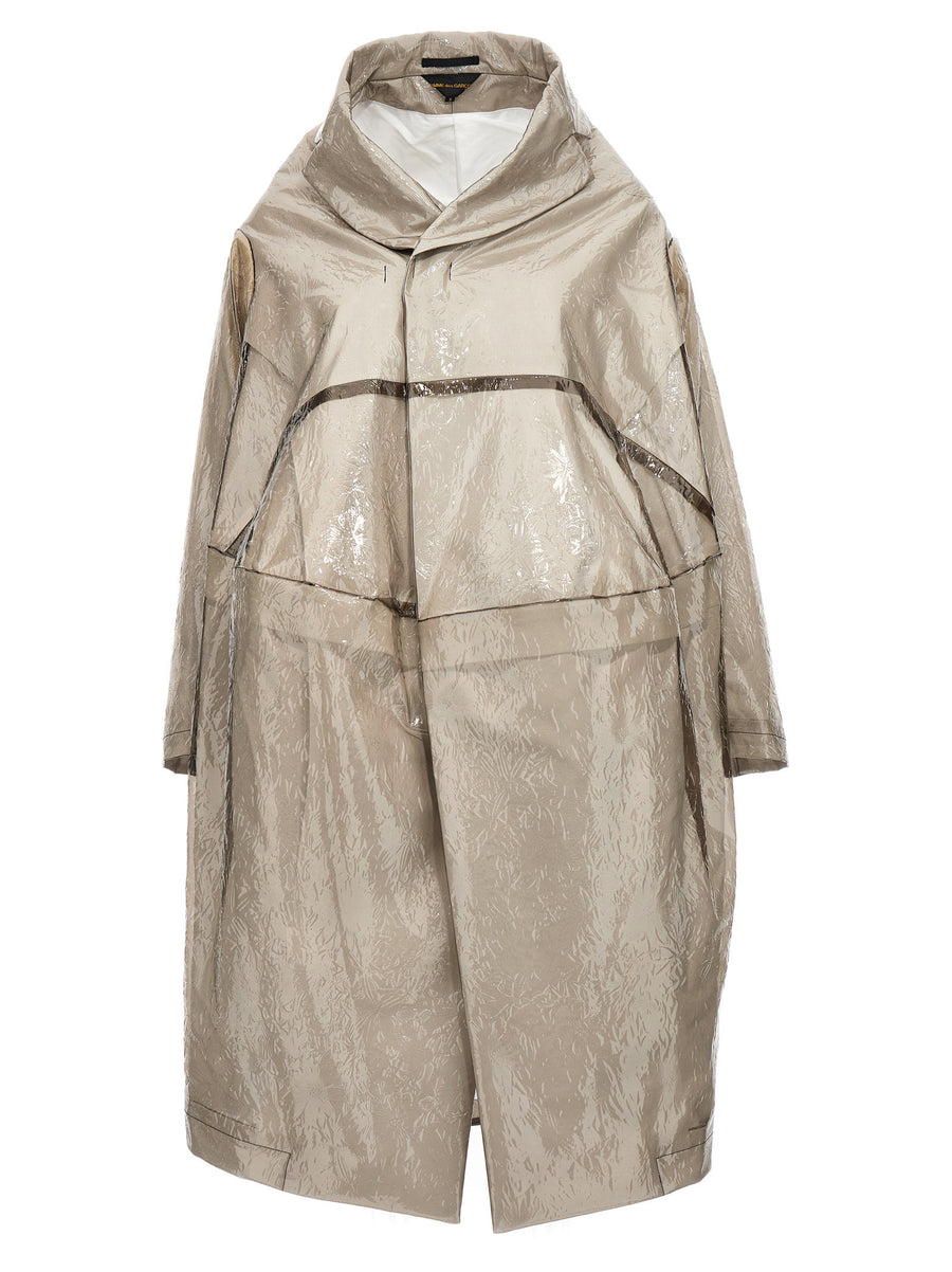معطف ترنش من البولي يوريثان بارز الملمس Comme Des Garcons معطف — بيج