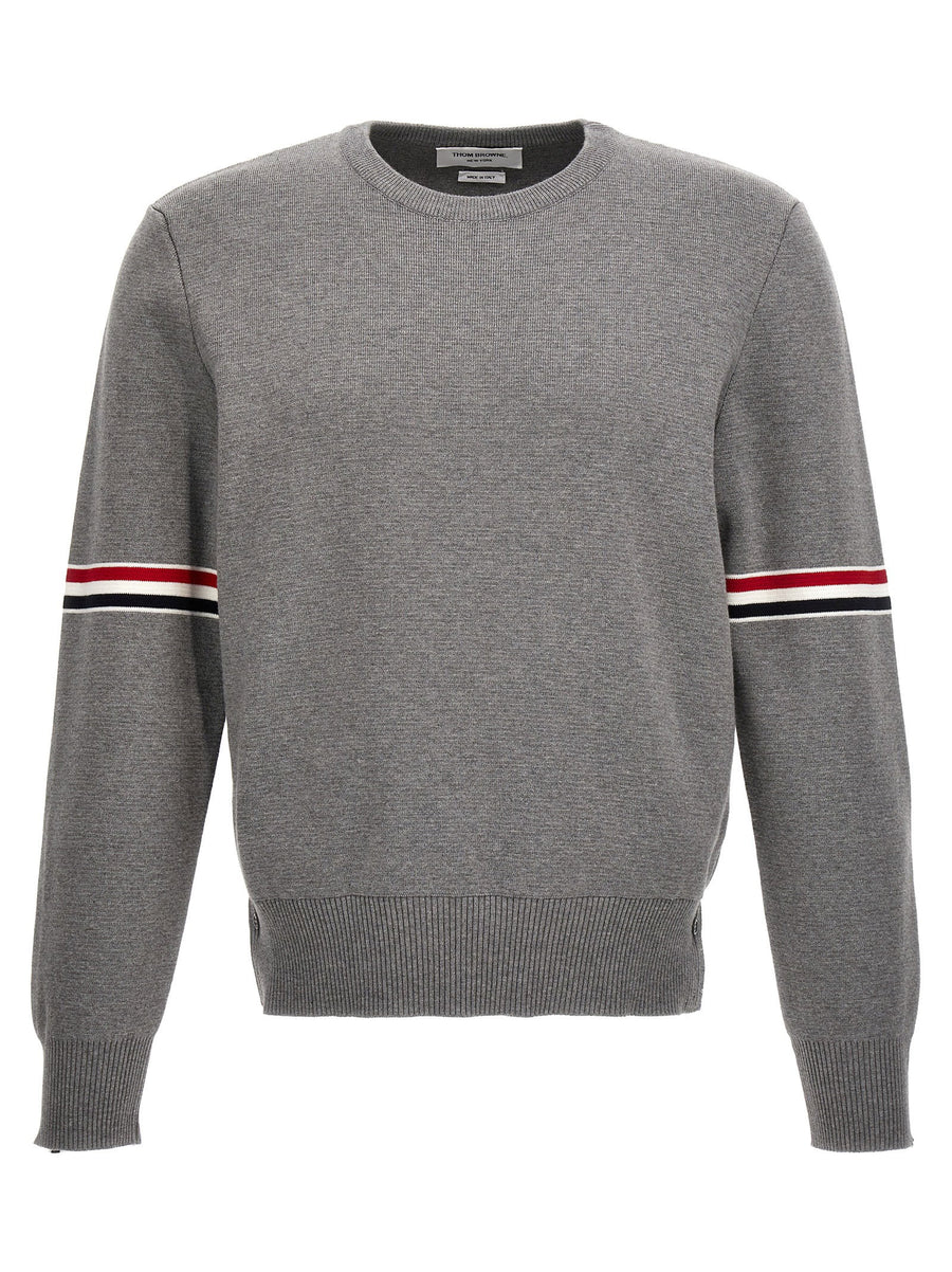 Thom Browne Striped Sleeve Sweater — Grey