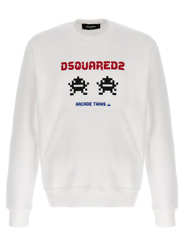 سويت شيرت Dsquared2 شعار بنقشة قطن — أبيض