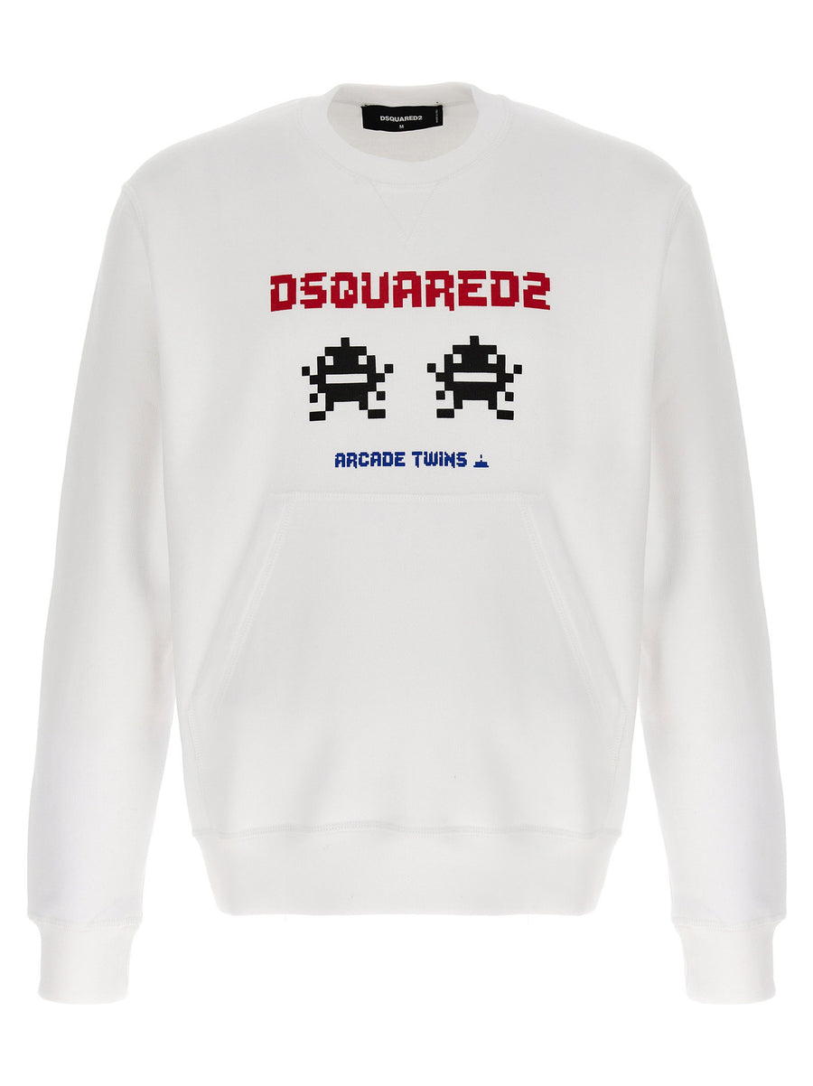 سويت شيرت Dsquared2 شعار بنقشة قطن — أبيض