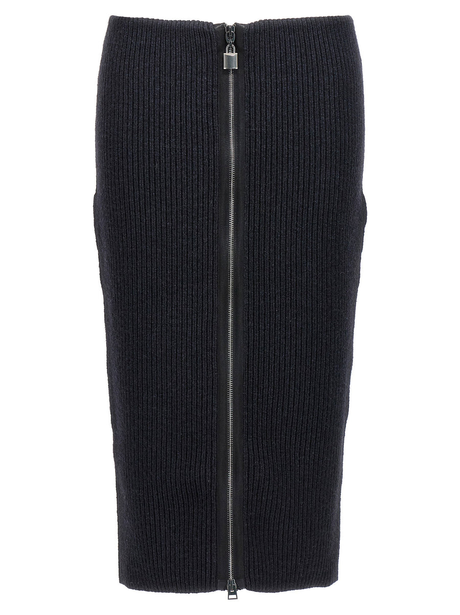Tom Ford Ribbed Wool Skirt — Black