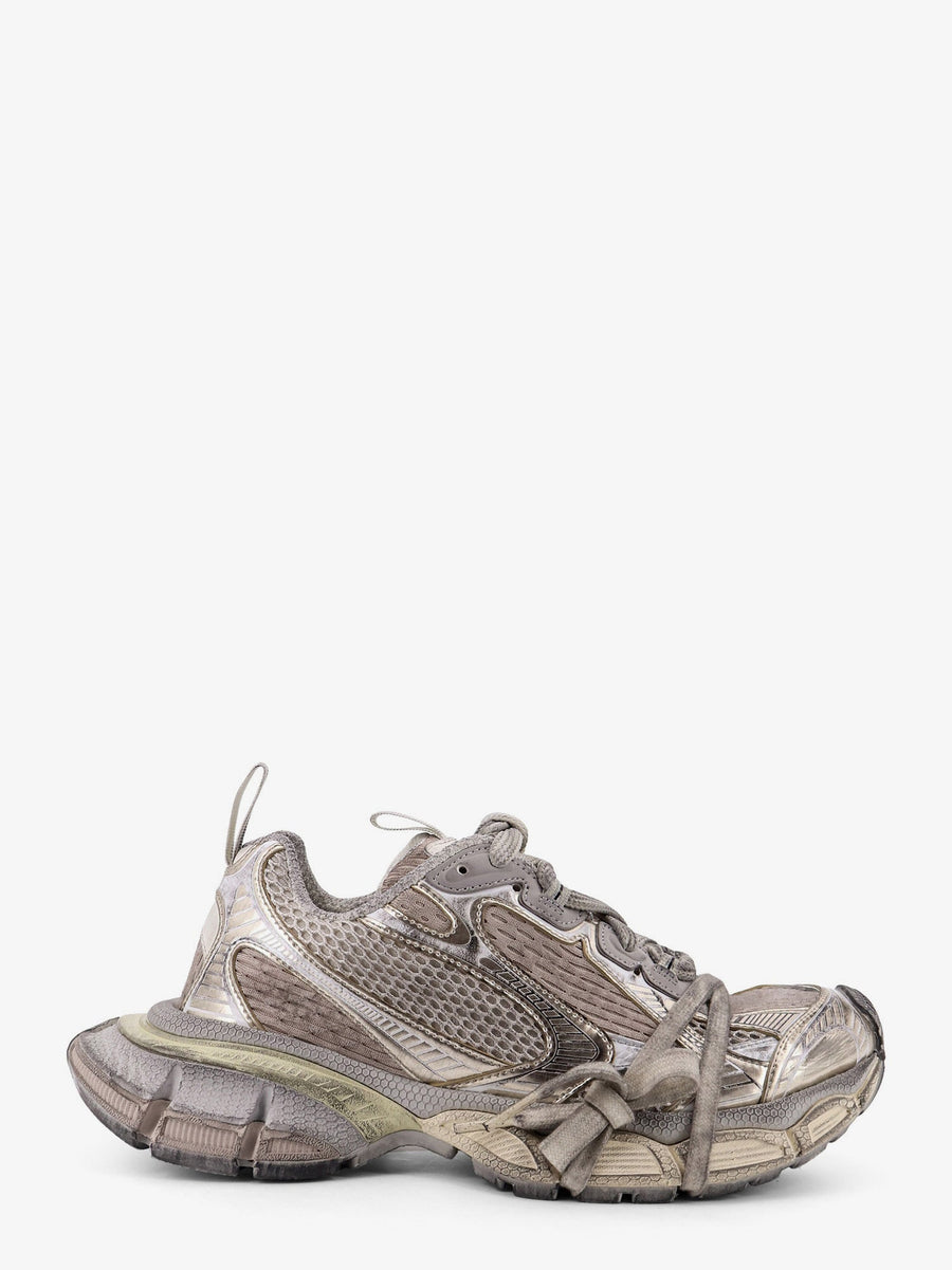Low-Top Mesh Sneakers Grey Polyurethane Trainers