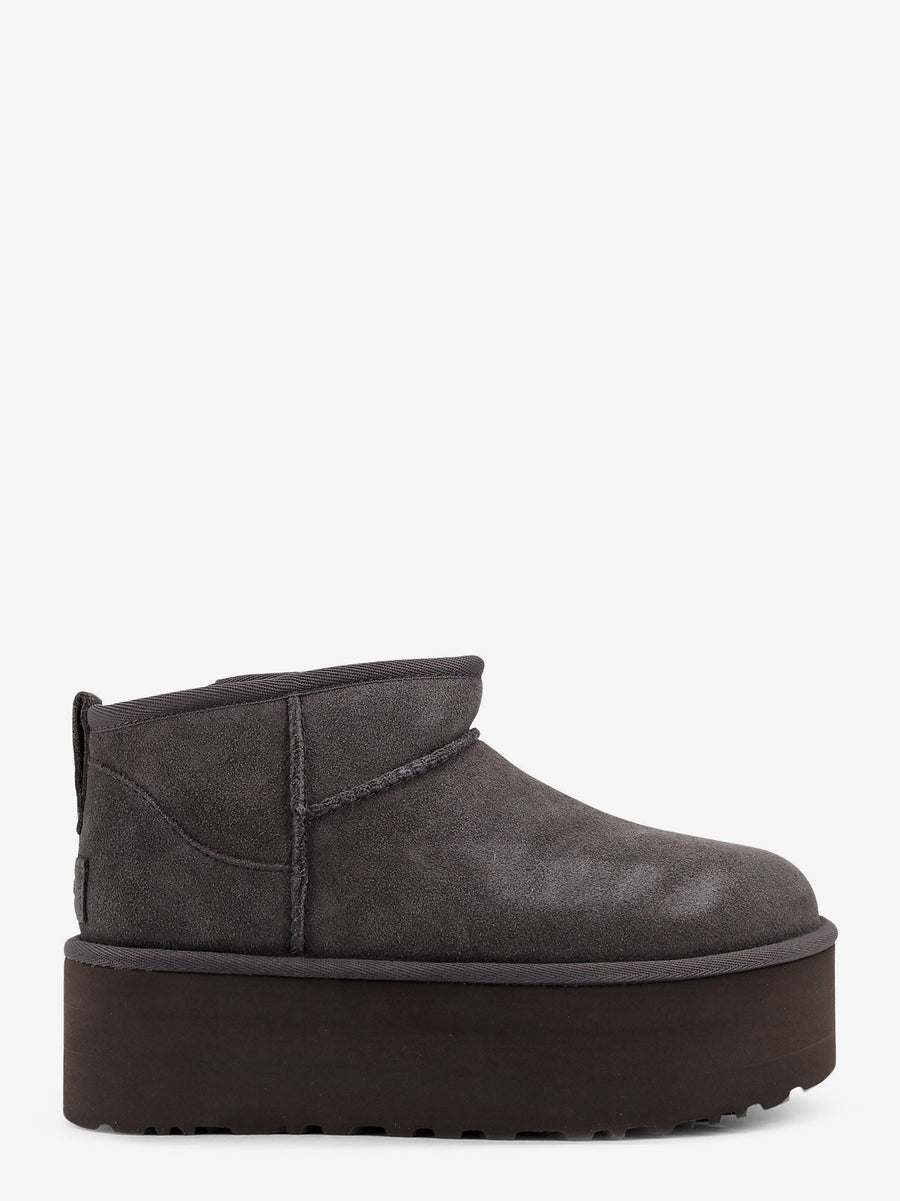 Classic Ultra Mini Platform Suede Ankle Boots Grey