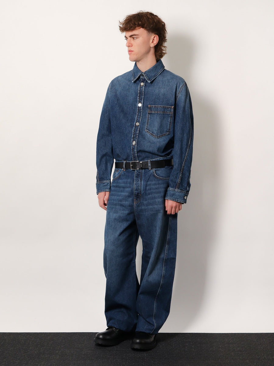 Denim Overshirt Blue Cotton Shirt