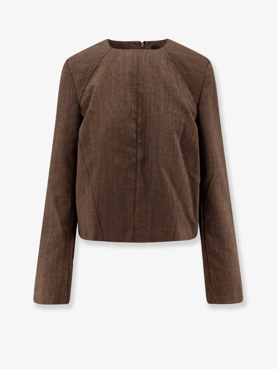 Giovana Virgin Wool Sweater Brown Wool; Lining: Cotton