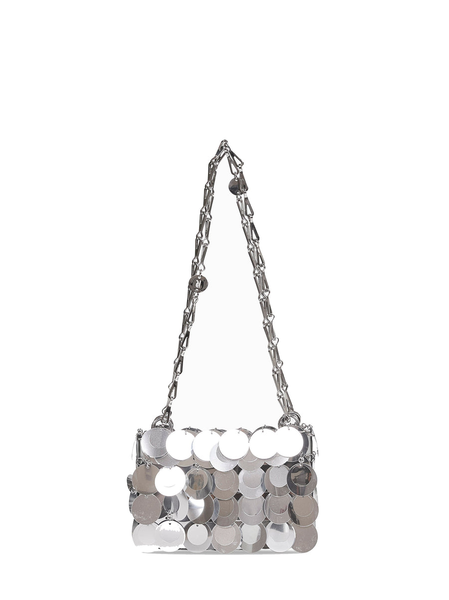 Silver Sparkle Discs Nano Shoulder Bag Plastic
