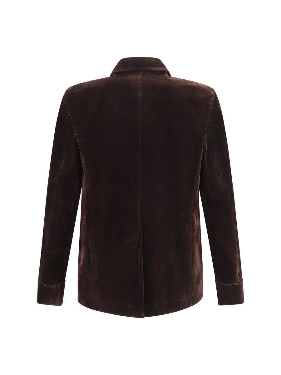 Cotton-Blend Blazer Brown/multicolour Jacket