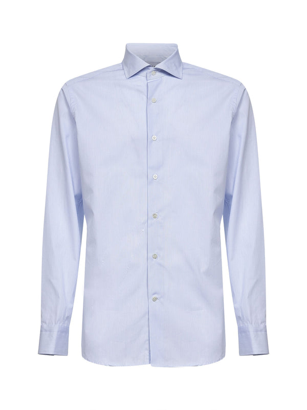 White Striped Cotton Poplin Shirt