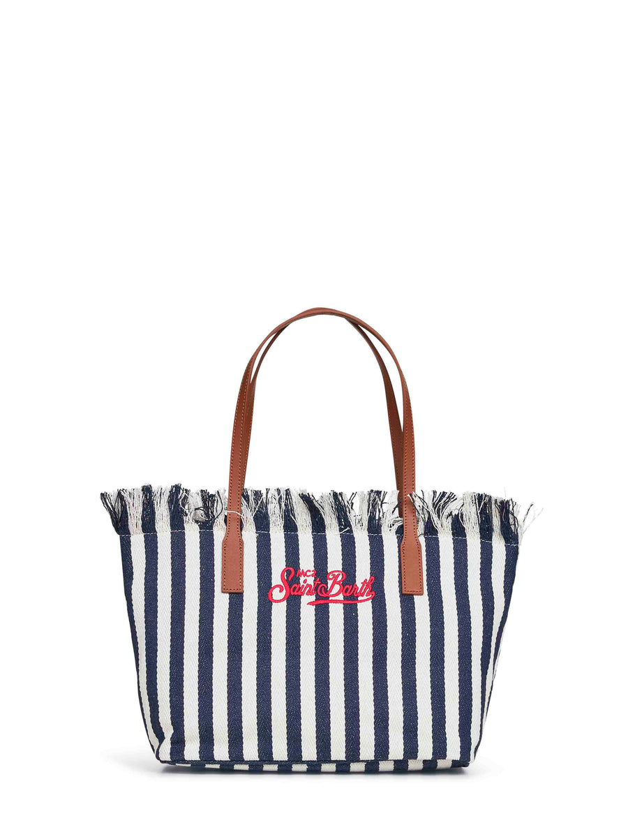 Shopper Bag City Dark Blue-White Multicolour Cotton Shoulder
