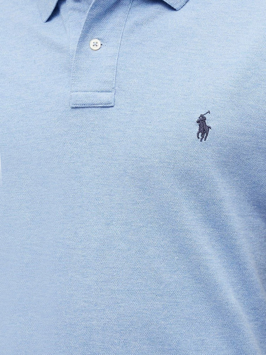 Cotton Polo Shirt With Embroidered Logo Blue