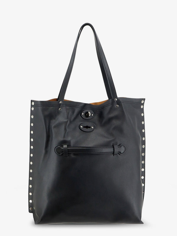 Leather Shopping Bag A Spasso Black Tote