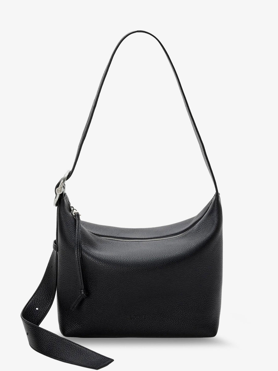 Crossbody Bag Loop Black Leather Shoulder