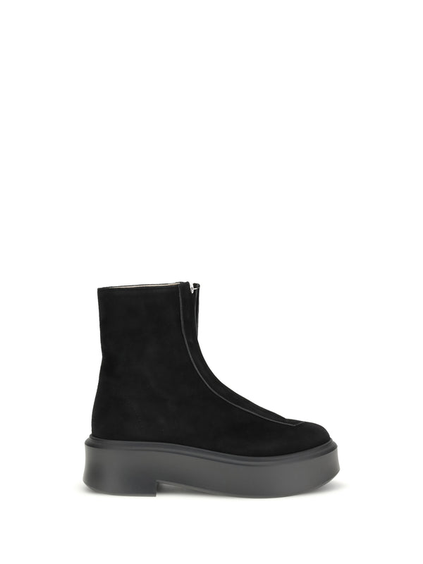 The Row Upper: 100% Calf Leather; Sole: 100% Rubber boot in black