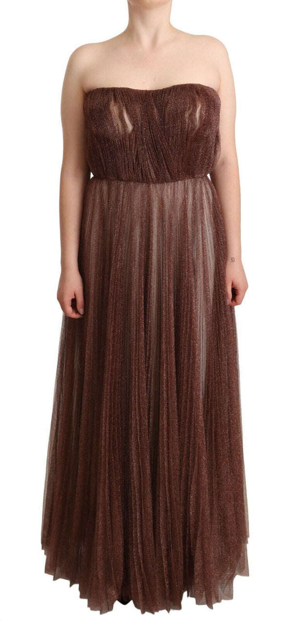 Dolce & Gabbana 70% Metallic Polyester dress in bronze