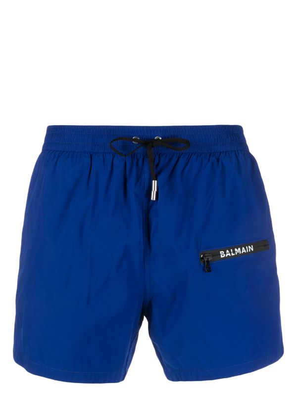Balmain Outer: Polyamide 94% swim shorts in royal blue
