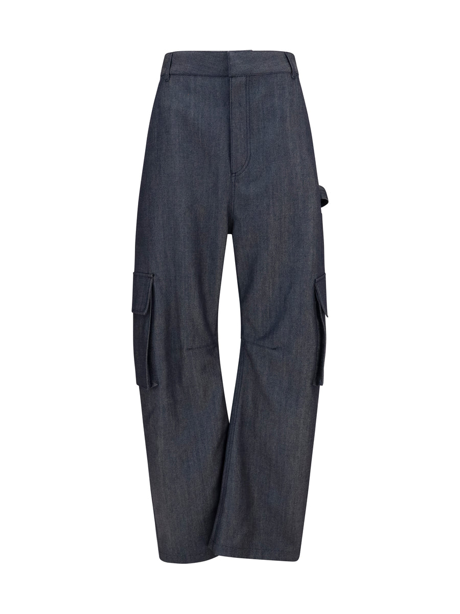 Balenciaga 100% Wool Ovis Aries cargo pants in navy