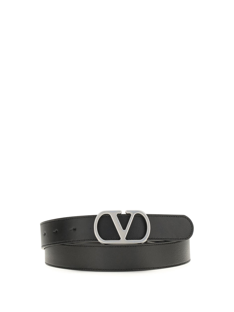 Leather Belt Vlogo Signature Black Calf