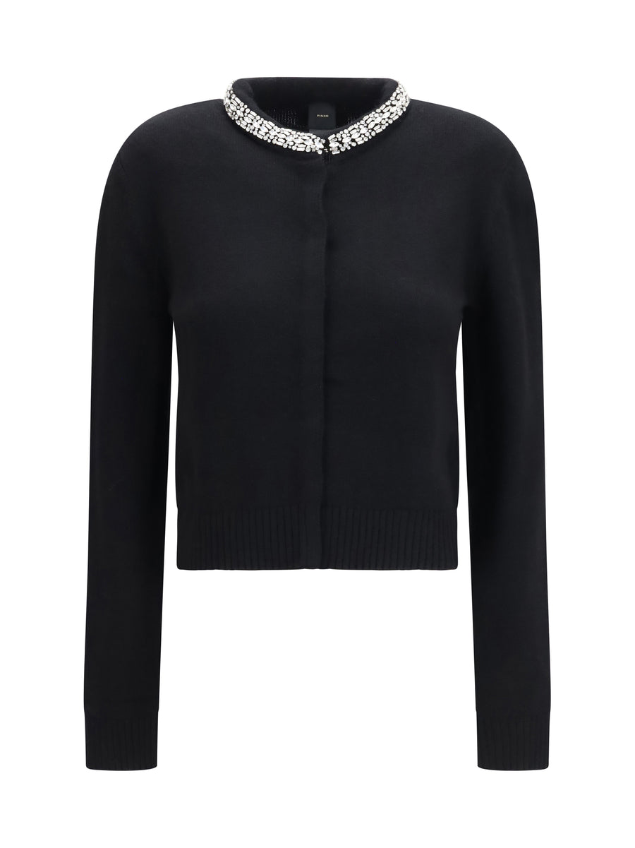 Colonia Cardigan With Jewel Collar Nero Limousine