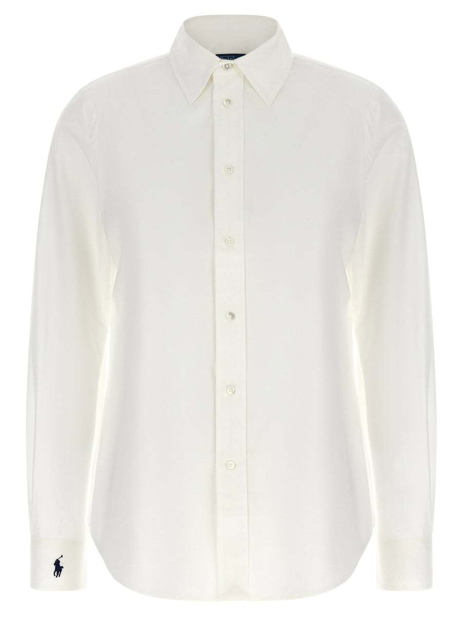 Polo Ralph Lauren Logo-Embroidered Cotton Poplin Shirt — Cream