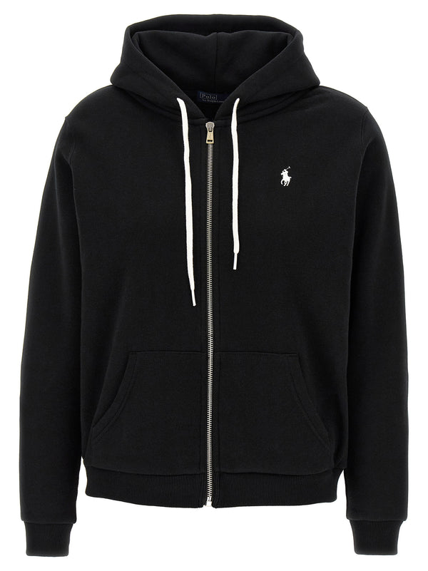 Polo Ralph Lauren المطرزة من شعار هودي — أسود