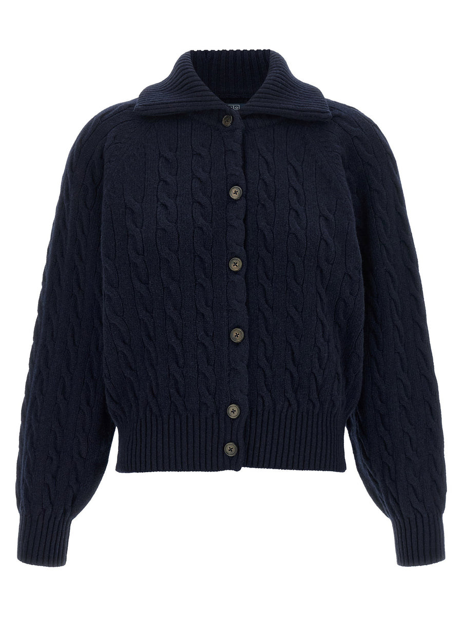 Polo Ralph Lauren Cable-Knit Wool-Cashmere Cardigan — Navy
