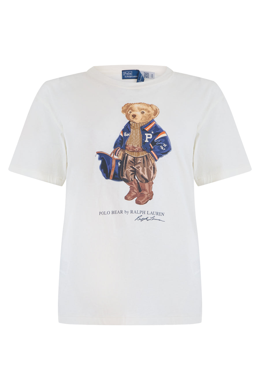 Cotton T-Shirt With Teddy Bear Motif Warm White T-shirts & Jerseys