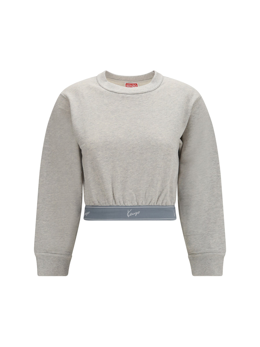 Sweatshirt Cropped Pale Grey Cotton Sweatshirts