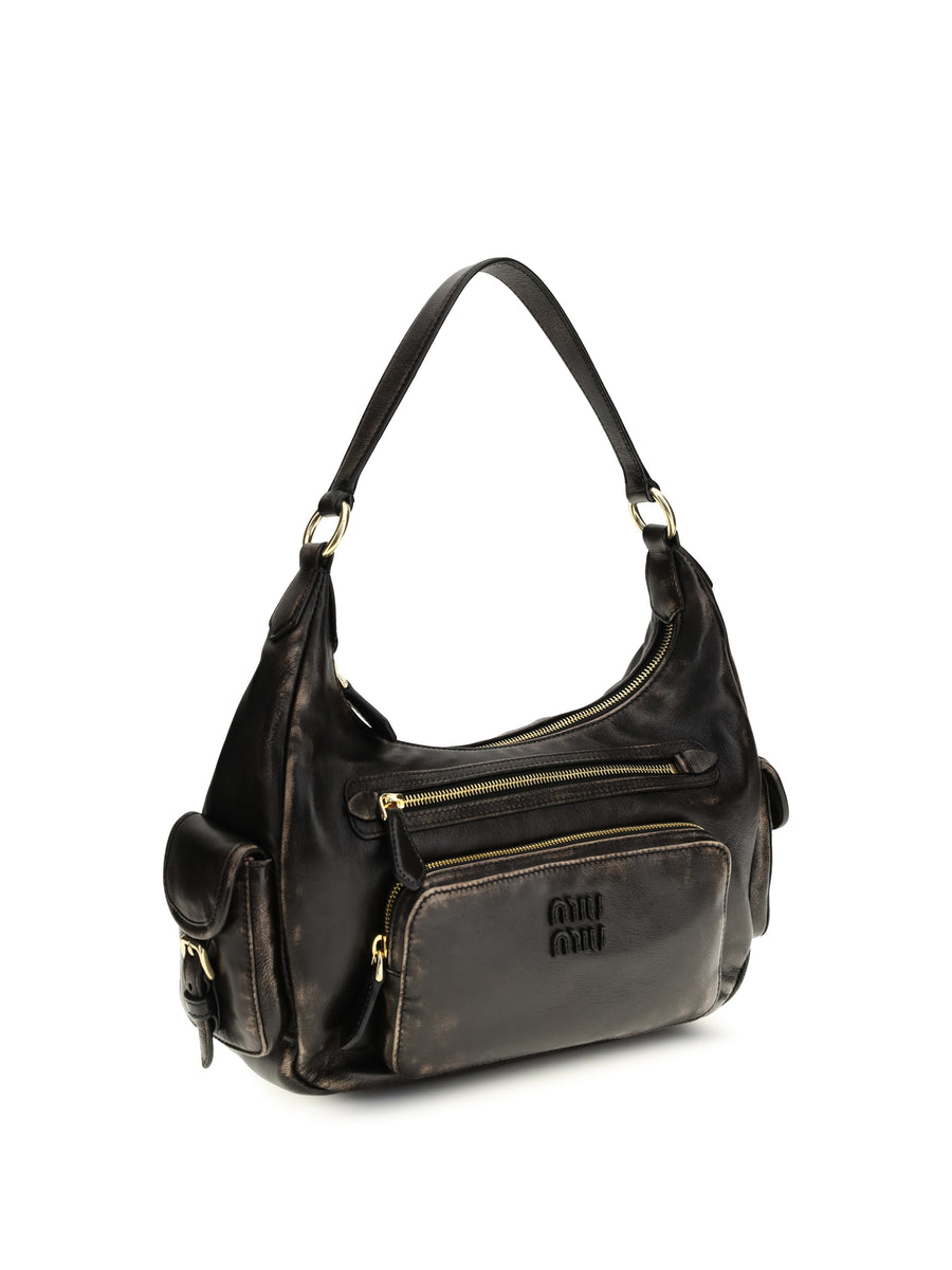 Pocket Shoulder Bag Calf Leather, Coffee