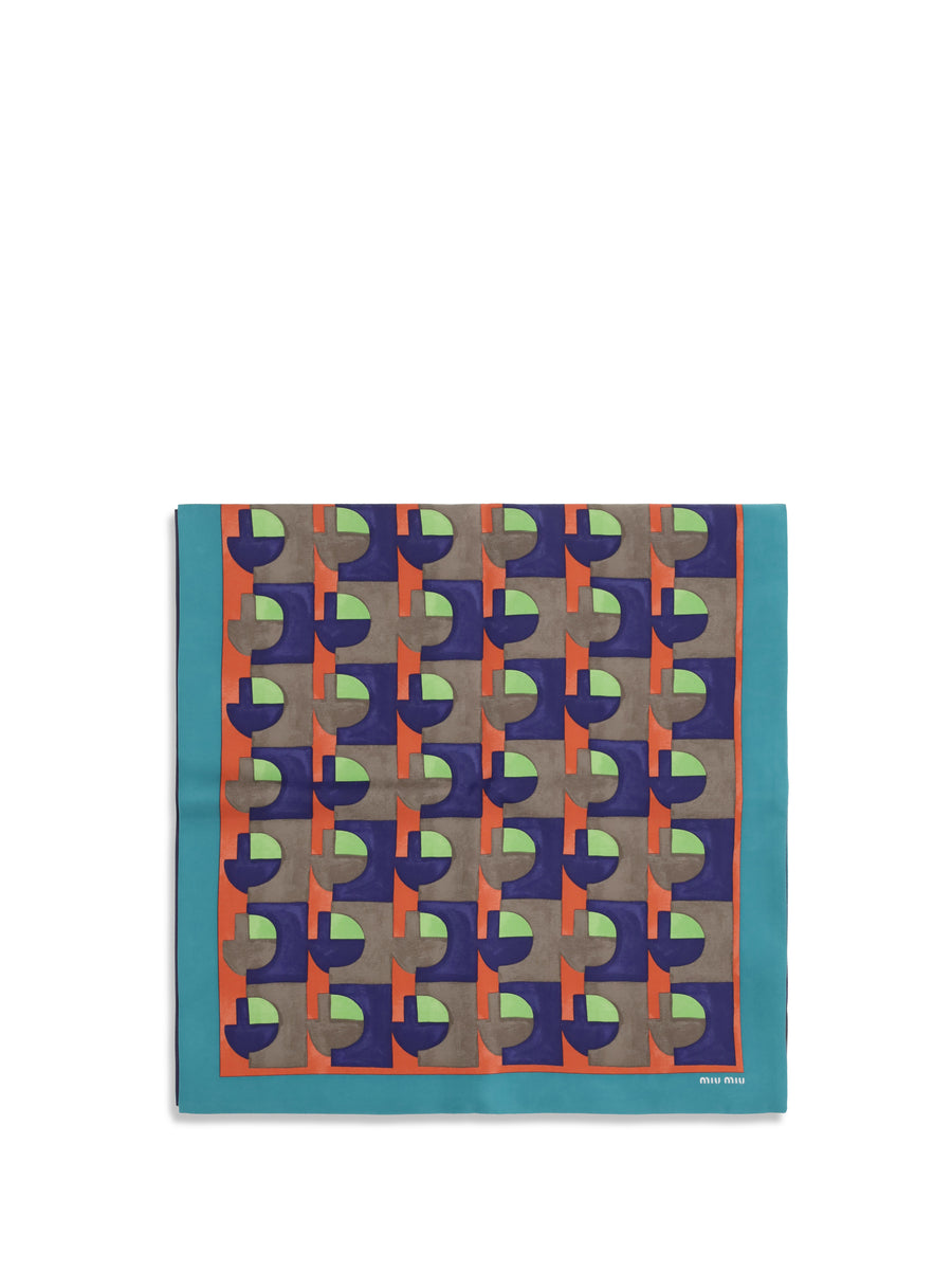 Scarf Geometric Print Silk Assenzio/begonia