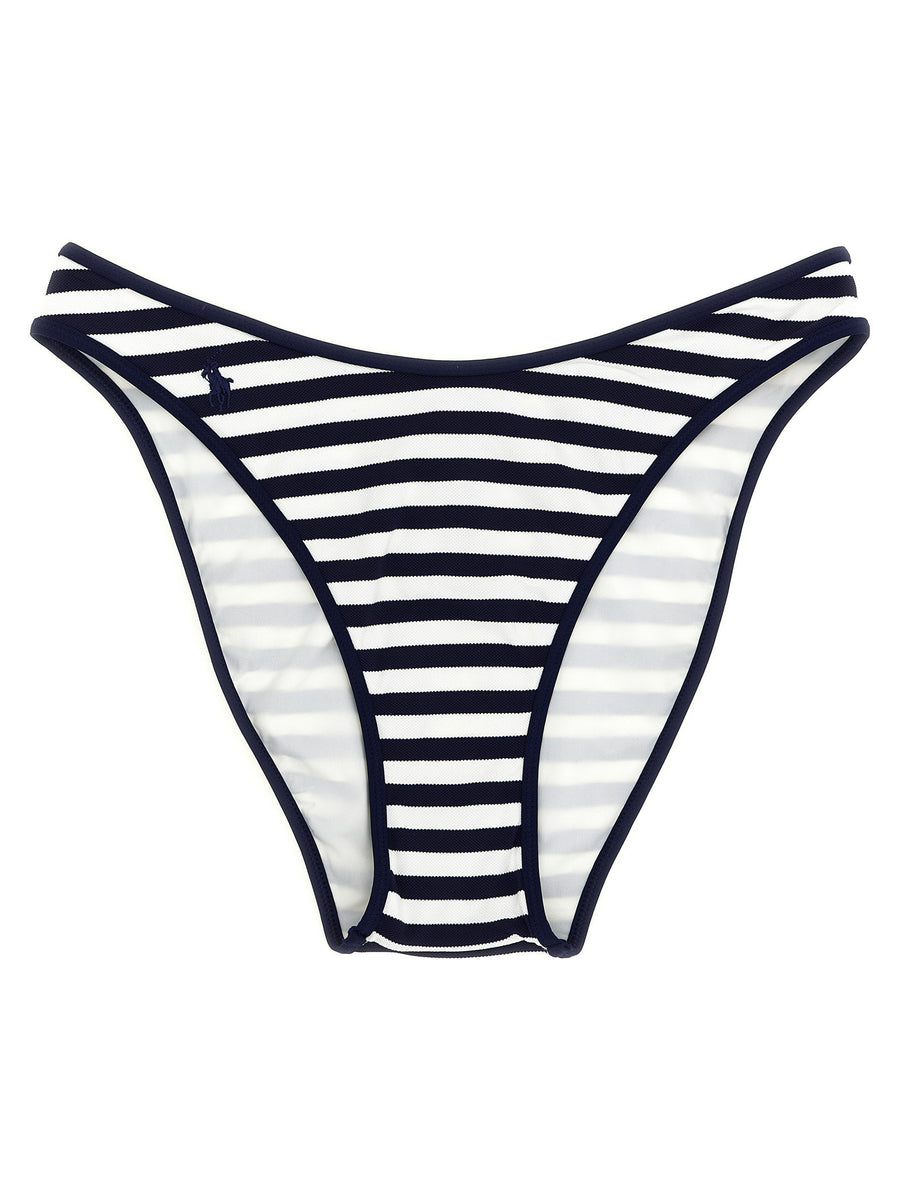 Polo Ralph Lauren Striped Technical Piqué Bikini Bottoms — Navy