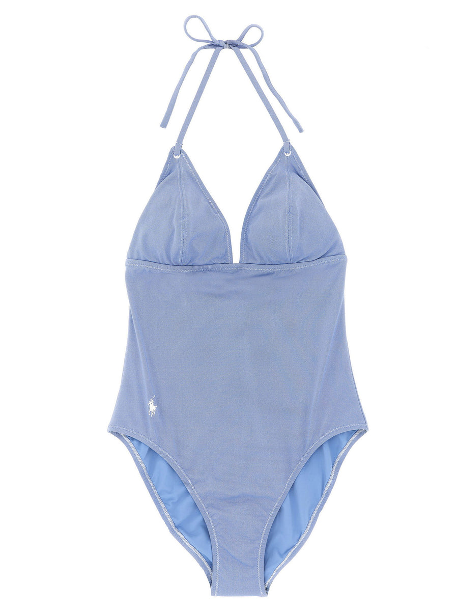 Polo Ralph Lauren Triangle Halter One-Piece One-Piece Swimsuit — Blue